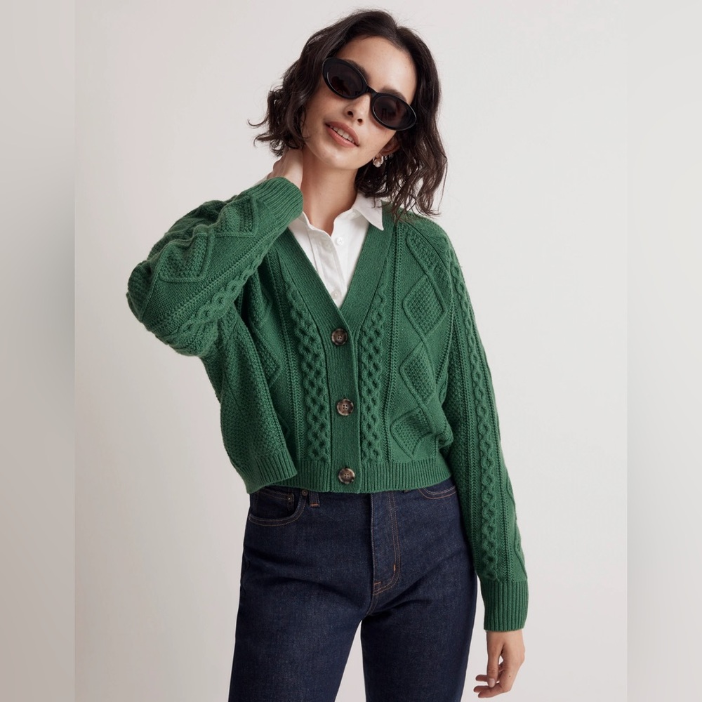 Madewell Cable-Knit Cropped Cardigan